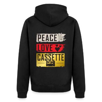 Peace Love Cassette Music Instrument - Unisex Premium Bio Zip Hoodie - Schwarz - Hinten - Nico (187cm)