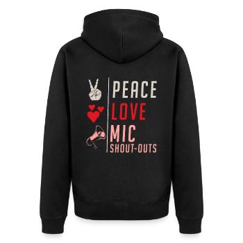 Peace Love Mic Shout-Outs Instrument - Unisex Premium Organic Zip Hoodie - black - Back - Nico (187cm)