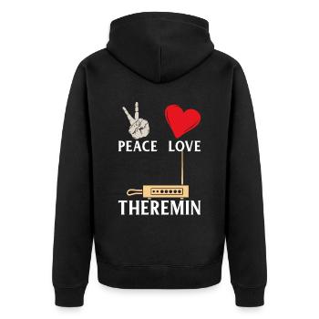 Peace Love Theremin Music Instrument - Unisex Premium Bio Zip Hoodie - Schwarz - Hinten - Nico (187cm)