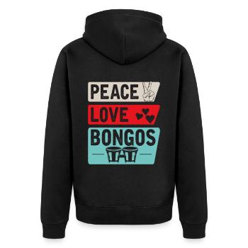 Peace Love Bongos Musical Instrument - Unisex Premium Bio Zip Hoodie - Schwarz - Hinten - Nico (187cm)