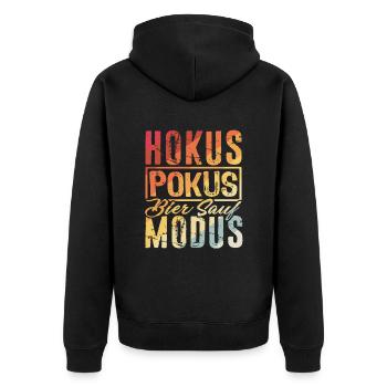 Hokus Pokus Bier Sauf Modus Geschenk Malle Party B - Unisex Premium Bio Zip Hoodie - Schwarz - Hinten - Nico (187cm)