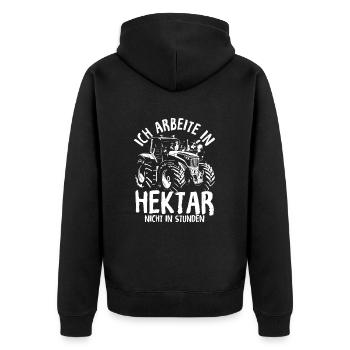Hektar Bauer Traktor Landwirt Landwirtschaft Agrar - Unisex Premium Bio Zip Hoodie - Schwarz - Hinten - Nico (187cm)