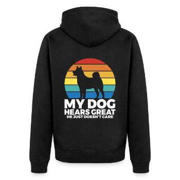 My dog hears great he just doesnt care - Unisex Premium Organic Zip Hoodie - black - Back - Nico (187cm)