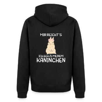 Lustiges Mir reicht´s ich geh zu meinem Kaninchen - Unisex Premium Bio Zip Hoodie - Schwarz - Hinten - Nico (187cm)