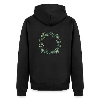 Eucalyptus Flower Wreath I Team Bridal Wedding Boho - Unisex Premium Organic Zip Hoodie - black - Back - Nico (187cm)