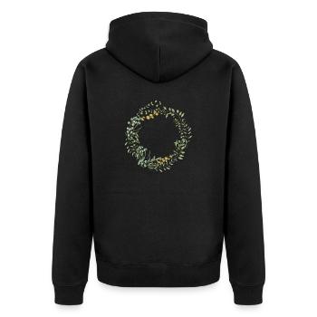 Eukalyptus Blumenkranz I Team Braut Hochzeit Boho - Unisex Premium Bio Zip Hoodie - Schwarz - Hinten - Nico (187cm)