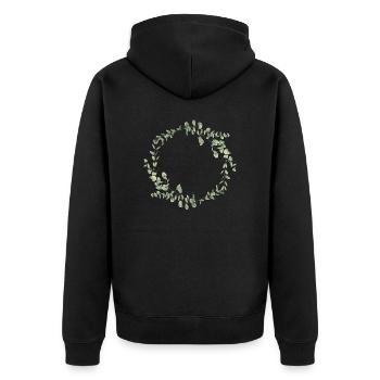Eucalyptus Flower Wreath I Team Bridal Wedding Boho - Unisex Premium Organic Zip Hoodie - black - Back - Nico (187cm)