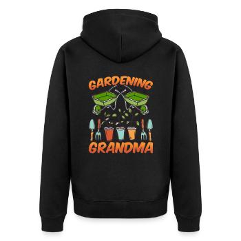 Gartenarbeit Oma Großmutter Garten Gärtnerin - Unisex Premium Bio Zip Hoodie - Schwarz - Hinten - Nico (187cm)
