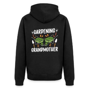 Gartenarbeitende Großmutter Gärtnerin Oma Garten - Unisex Premium Bio Zip Hoodie - Schwarz - Hinten - Nico (187cm)