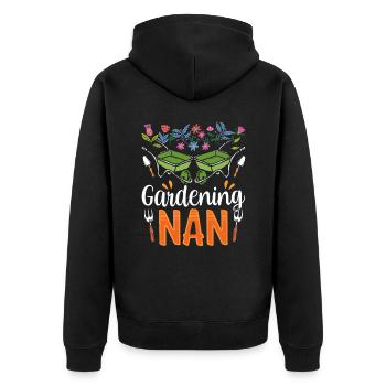 Gartenarbeit Oma Garten Gärtnerin Großmutter - Unisex Premium Bio Zip Hoodie - Schwarz - Hinten - Nico (187cm)