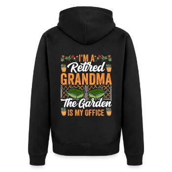 Ich Bin Eine Großmutter Im Ruhestand Oma Garten - Unisex Premium Bio Zip Hoodie - Schwarz - Hinten - Nico (187cm)