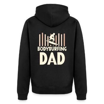 Bodysurfender Vater Hobby Bodysurfen Bodysurfing - Unisex Premium Bio Zip Hoodie - Schwarz - Hinten - Nico (187cm)