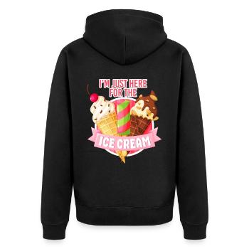 Ice Cream Cone Popsicle I'm Just - Unisex Premium Bio Zip Hoodie - Schwarz - Hinten - Nico (187cm)