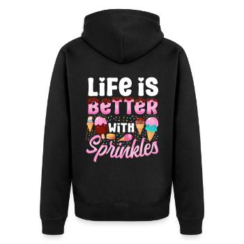 Cône de crème glacée Popsicle La vie est - Veste à capuche bio Premium Unisexe - noir - Dos - Nico (187cm)