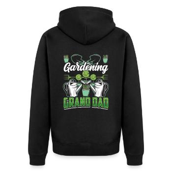 Gardening Grandfather Gardener Grandpa - Unisex Premium Organic Zip Hoodie - black - Back - Nico (187cm)