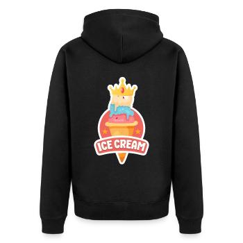 Ice Cream Cone Crown Ice Cream - Unisex Premium Bio Zip Hoodie - Schwarz - Hinten - Nico (187cm)