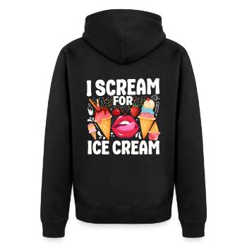 Ice Cream Pun Cone Popsicle Mouth - Unisex Premium Bio Zip Hoodie - Schwarz - Hinten - Nico (187cm)