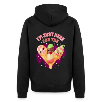 Ice Cream Cone Popsicle I'm Just - Unisex Premium Bio Zip Hoodie - Schwarz - Hinten - Nico (187cm)