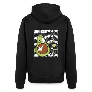 Whisky Scotch Bourbon Single Malt - Unisex Premium Bio Zip Hoodie - Schwarz - Hinten - Nico (187cm)