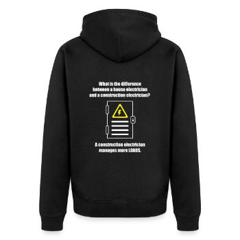 Electrician Electrical Engineer Electronics Technician - Unisex Premium Organic Zip Hoodie - black - Back - Nico (187cm)