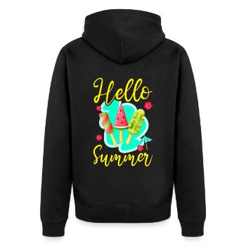 Ice Cream Popsicle Hello Summer - Unisex Premium Organic Zip Hoodie - black - Back - Nico (187cm)
