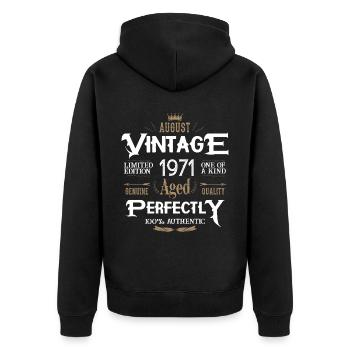 August 1971 born Legends birthday - Unisex Premium Organic Zip Hoodie - black - Back - Nico (187cm)