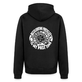 Physik Physiker - Unisex Premium Bio Zip Hoodie - Schwarz - Hinten - Nico (187cm)