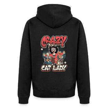 Dame chat folle - Veste à capuche bio Premium Unisexe - noir - Dos - Nico (187cm)