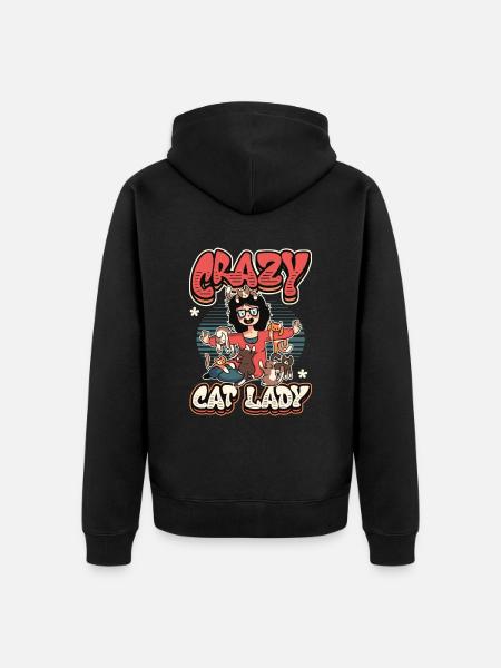 Crazy cat lady - Unisex Premium Organic Zip Hoodie - black