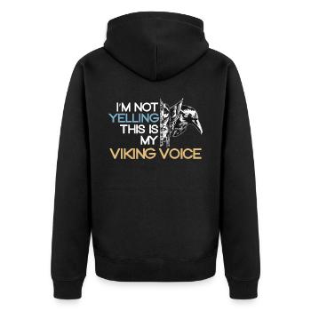 Ich schreie nicht, dass dies meine Wikingerstimme - Unisex Premium Bio Zip Hoodie - Schwarz - Hinten - Nico (187cm)