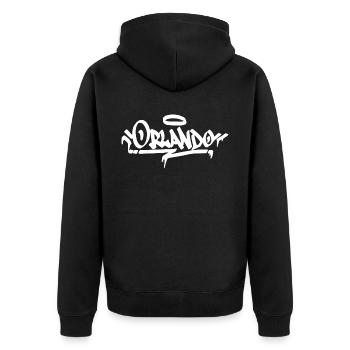 Orlando Graffiti City Street Art HandStyle USA Hip - Unisex Premium Bio Zip Hoodie - Schwarz - Hinten - Nico (187cm)