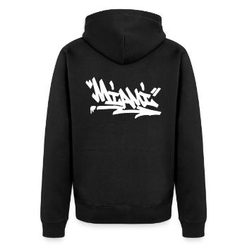 Miami City Graffiti Street Art HandStyle USA Hip H - Unisex Premium Bio Zip Hoodie - Schwarz - Hinten - Nico (187cm)