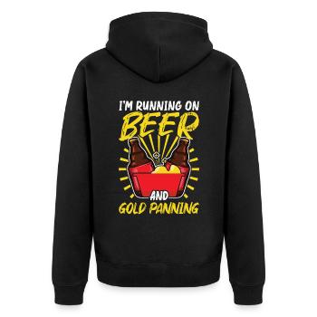 Ich Laufe Auf Bier Und Goldwaschen - Gold Panner - Unisex Premium Bio Zip Hoodie - Schwarz - Hinten - Nico (187cm)