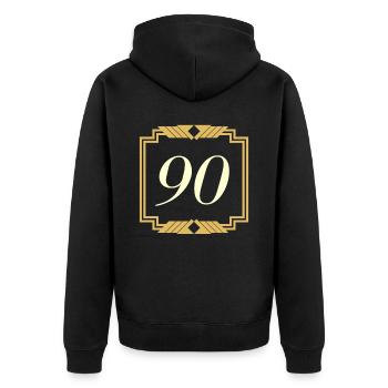 90. Geburtstag Spruch - 90 Jahre Party - Unisex Premium Bio Zip Hoodie - Schwarz - Hinten - Nico (187cm)