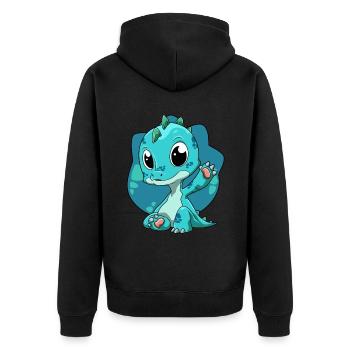 Niedlicher Dino Dinosaurier Kinder - Unisex Premium Bio Zip Hoodie - Schwarz - Hinten - Nico (187cm)