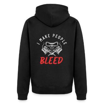 Tattooer Funny Tattoo Artist Tattooist Tattoo - Unisex Premium Bio Zip Hoodie - Schwarz - Hinten - Nico (187cm)