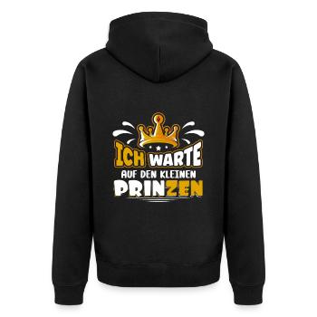 Ich warte auf den Prinzen - Unisex Premium Bio Zip Hoodie - Schwarz - Hinten - Nico (187cm)