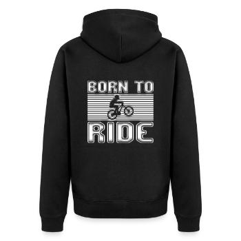 Mountainbike fahren - Unisex Premium Bio Zip Hoodie - Schwarz - Hinten - Nico (187cm)