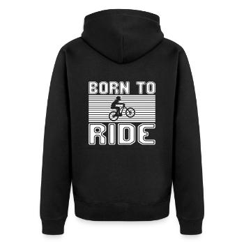 Mountainbike fahren - Unisex Premium Bio Zip Hoodie - Schwarz - Hinten - Nico (187cm)