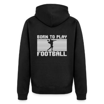 football rugby - Unisex Premium Organic Zip Hoodie - black - Back - Nico (187cm)