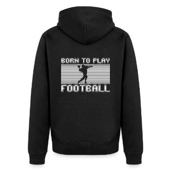 football rugby - Unisex Premium Organic Zip Hoodie - black - Back - Nico (187cm)