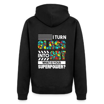 Je transforme le verre en art Dis-moi ton superpouvoir - Veste à capuche bio Premium Unisexe - noir - Dos - Nico (187cm)