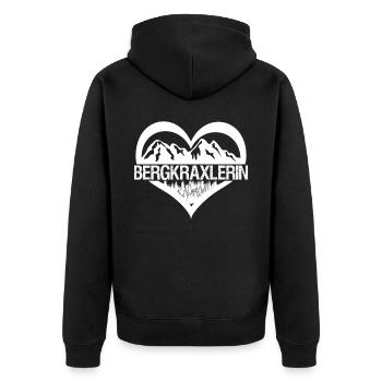 Wandern Herzchen Bergsteigen Wanderung - Unisex Premium Bio Zip Hoodie - Schwarz - Hinten - Nico (187cm)