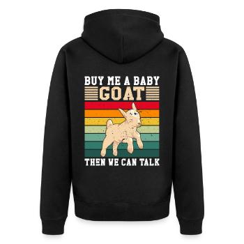 Ziegen Spruch Ziegenbock Ziegebhirte - Unisex Premium Bio Zip Hoodie - Schwarz - Hinten - Nico (187cm)