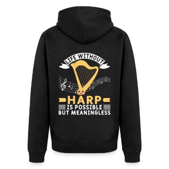 Harfe Musiker Harfenspielerin - Unisex Premium Bio Zip Hoodie - Schwarz - Hinten - Nico (187cm)