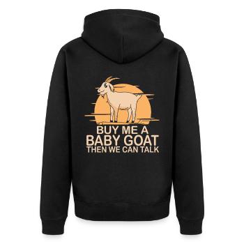 Ziegen Spruch Ziegenbock Ziegebhirte - Unisex Premium Bio Zip Hoodie - Schwarz - Hinten - Nico (187cm)