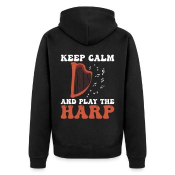Harfe Musiker Harfenspielerin - Unisex Premium Bio Zip Hoodie - Schwarz - Hinten - Nico (187cm)