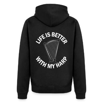 Harfe Musiker Harfenspielerin - Unisex Premium Bio Zip Hoodie - Schwarz - Hinten - Nico (187cm)
