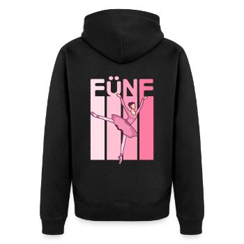 5. Geburtstag Mädchen Ballerina Design Ballett - Unisex Premium Bio Zip Hoodie - Schwarz - Hinten - Nico (187cm)