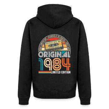 Birthday 1984 Retro Vintage Cassette Tape - Unisex Premium Organic Zip Hoodie - black - Back - Nico (187cm)